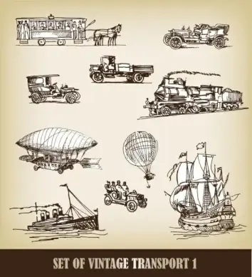 europeanstyle handdrawn transport carrier 02 vector