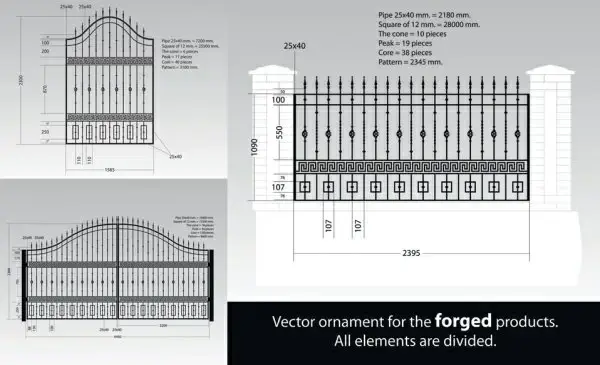 europeanstyle iron fence vector