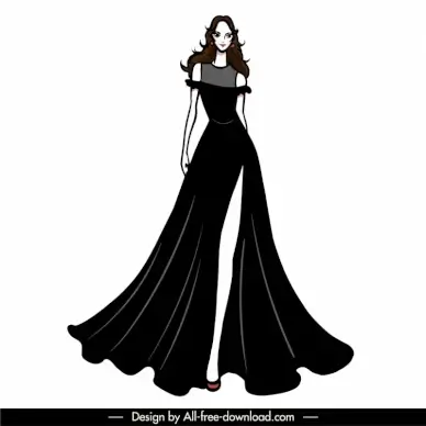 evening dresses design elements elegant cartoon 