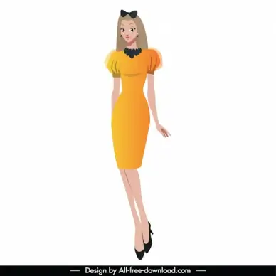 evening dresses design elements elegant lady cartoon