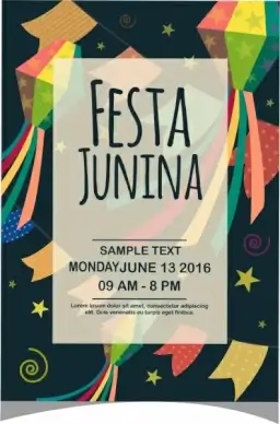 event banner design colorful ribbon stars lantern decoration