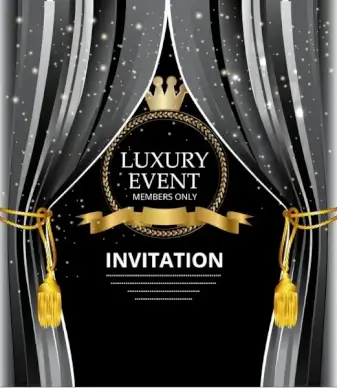 event invitation card crown ribbon icons elegant design