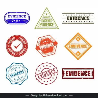 evidence stamp templates collection flat retro geometric shapes