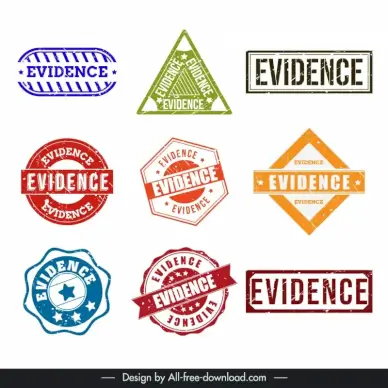 evidence stamp templates collection flat retro geometrical shapes