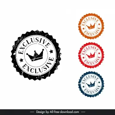exclusive stamp templates collection flat classic crown stars decor