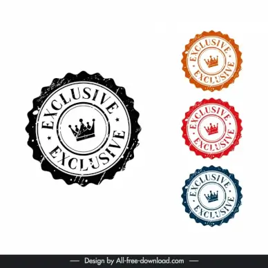 exclusive stamp templates collection flat classical crown stars symmetry