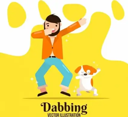 exercise background man pet icon funny cartoon design