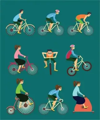 exercise vector illustration with various cycle styles