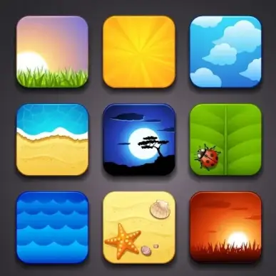 exquisite cartoon icon 02 vector