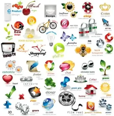 exquisite collection of threedimensional icon vector