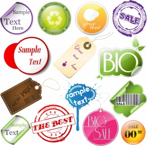 sale labels templates modern retro multicolored shapes