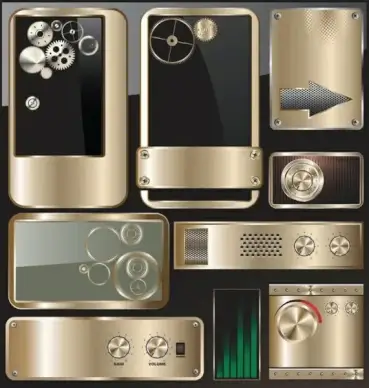 exquisite metal icon 01 vector