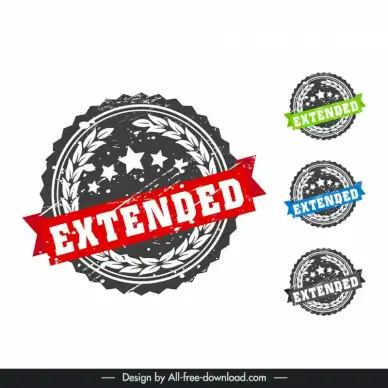 extended stamp template retro stars leaves ribbon decor