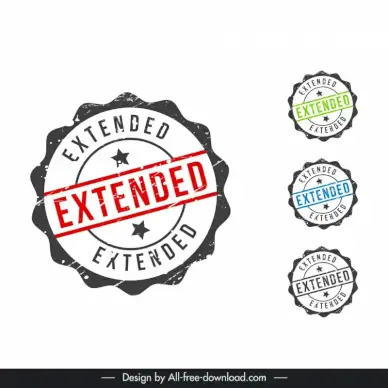 extended stamp templates collection flat retro serrated round symmetry