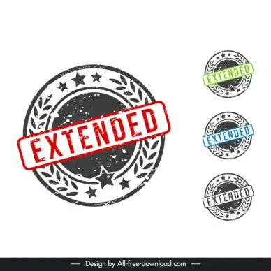 extended stamps collection flat retro circle leaves stars