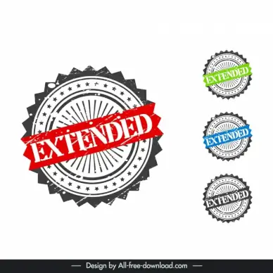 extended stamps collection symmetric retro stars rays decor