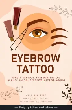 eyebrow tattoo poster template elegant flat eye tools layout 