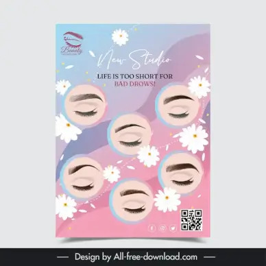 eyebrown tattoo beauty poster template eyes petal decor