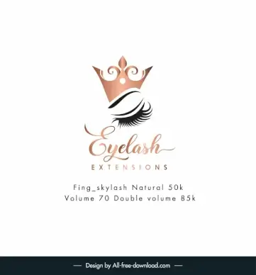 eyelash extension logo template elegant crown female eye sketch