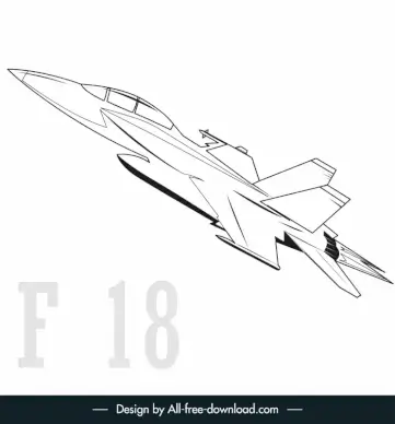 f 18 fighter jet icon black white outline