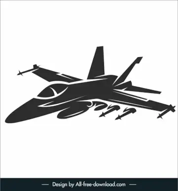 f 18 jet icon dark silhouette outline 