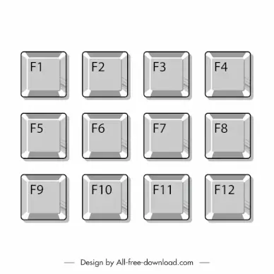 f button sets template flat silver symmetric squares outline