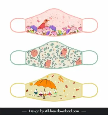 face mask fabric design for print templates flat classical cute seasonal nature elements decor