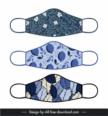 face mask fabric design for print templates flat retro flower leaves fruit decor