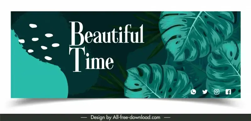 facebook banner template classical dark leaves decor