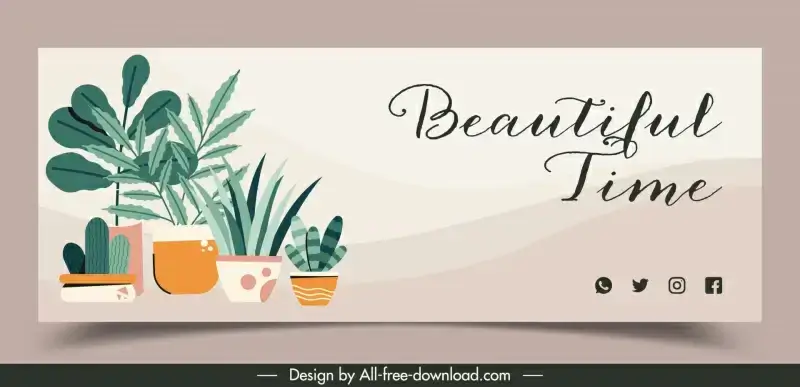 facebook banner template classical flowerpots decor  