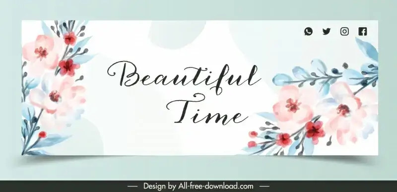 facebook banner template elegant blooming flowers decor