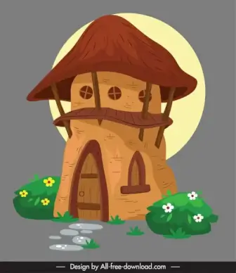 fairy house icon colorful classic retro mushroom shape