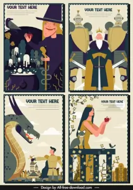 fairy tale background templates classical cartoon characters decor