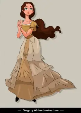 fairy tale character icon cute girl cartoon design