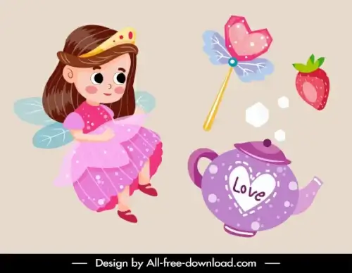 fairy tale design elements angel objects sketch