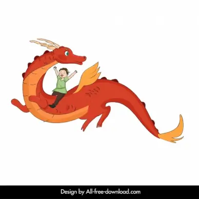 fairy tale design elements dragon boy flying