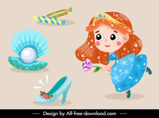 fairy tale design elements princess objects sketch