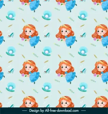 fairy tale pattern repeating princess pearl shoe sketch