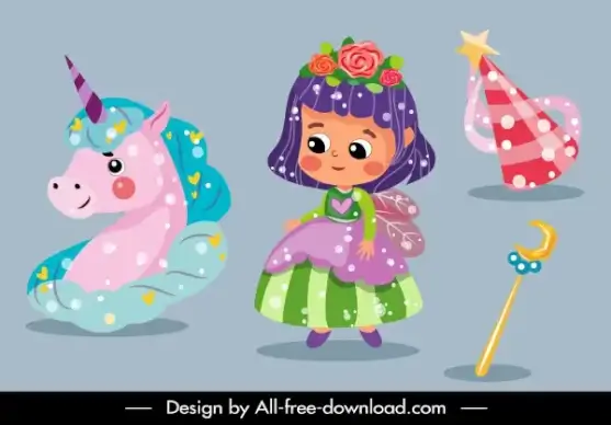 fairy tale picture book design elements colorful symbols