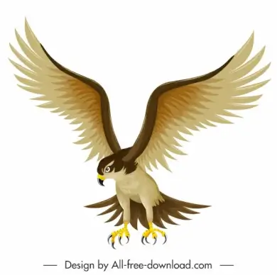 falcon icon flying hunter sketch colored cartoon design