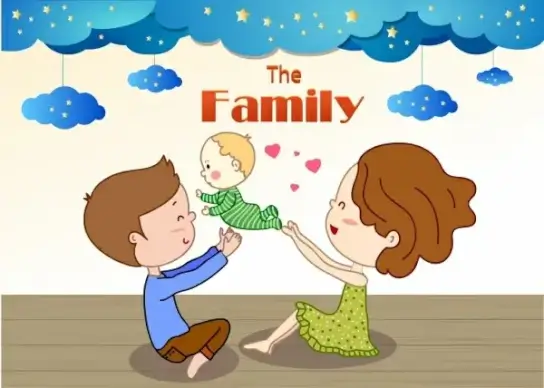 family background human cloud icons paper cut decor