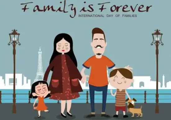 family day poster cute colored cartoon design