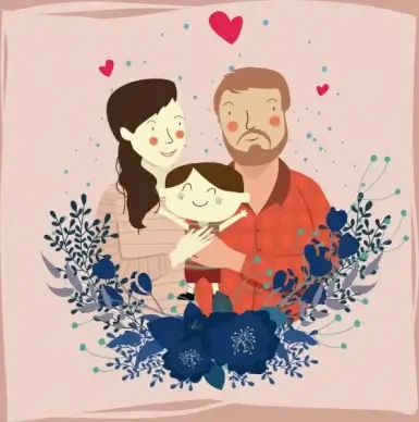family drawing father mother son icons sketch