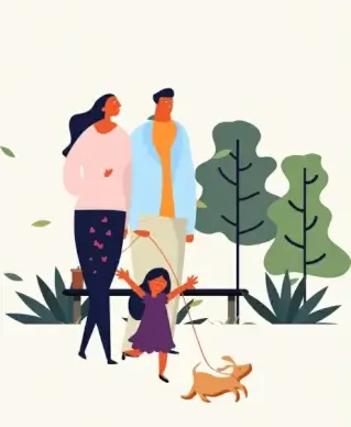family drawing parents daughter icons cartoon design