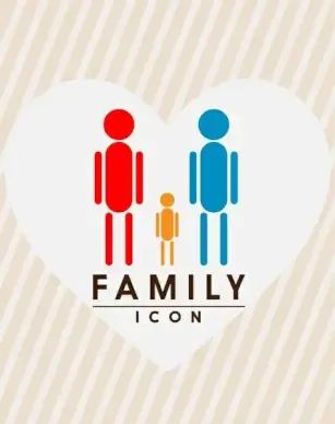 family icons design colored geometric style