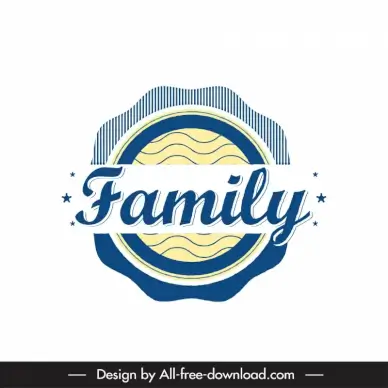 family stamp template flat calligraphy stars serrated circle shape