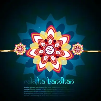 fantastic raksha bandhan card blue colorful design vector