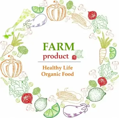 farm product advertisement colored handdrawn sketch