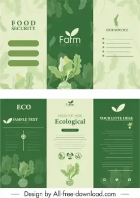 farm product leaflet template elegant green trifold shape