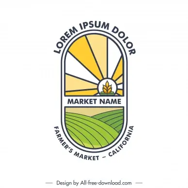 farmers logo template flat classic geometric field sunlight